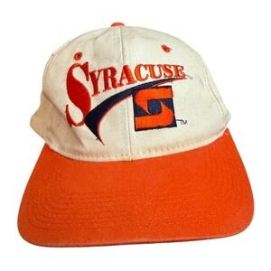 Vtg. Syracuse Orange Embroidered Snapback Baseball Cap White Orange Adjustable